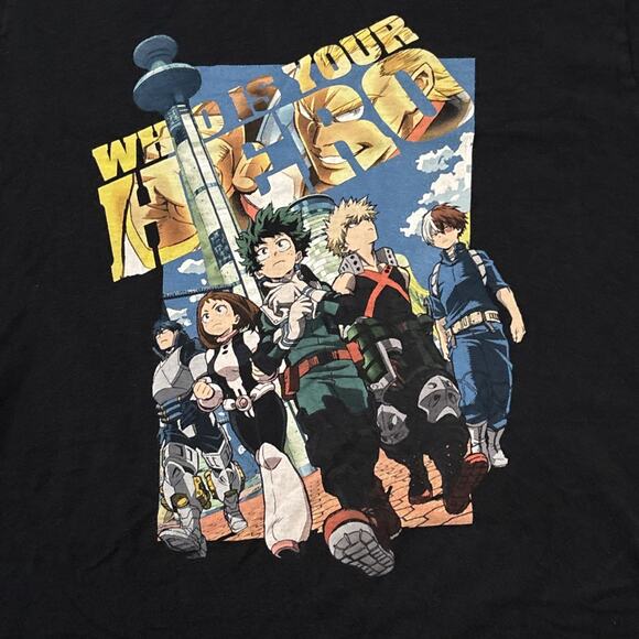 My Hero Academy Japanese Anime Short Sleeve T-Shirt Crew Neck Black Size XL - Picture 3 of 4